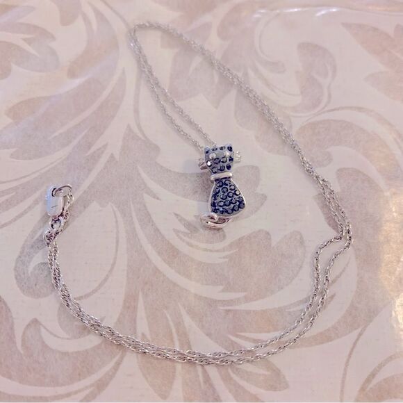 925 Sterling Silver Mini Kitty Cat Pendant .75” on 925 Sterling Silver Chain 18” - Picture 3 of 5